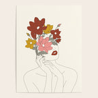 Colorful Thoughts Minimal Line Art Woman with Magnolia Poster Gallery Image 4