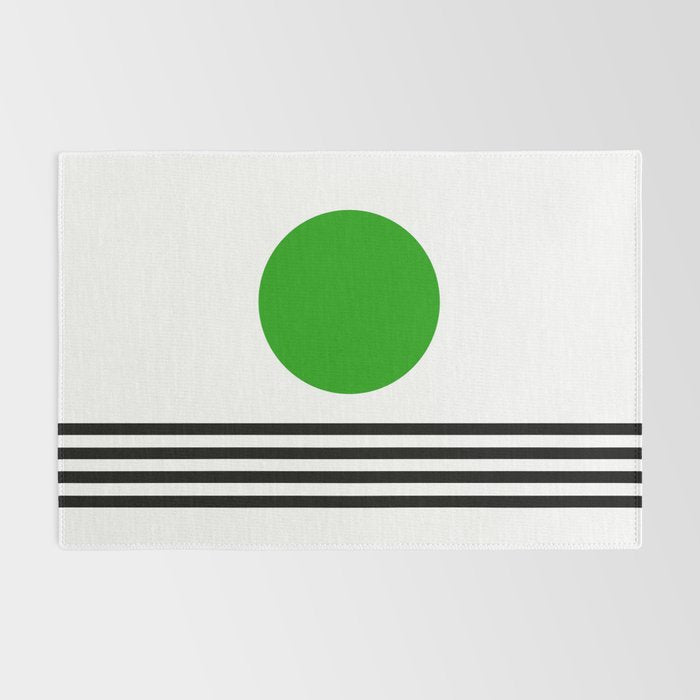 Mid-century Modern Lime Green Minimalist Sunset Over Striped Waves Rug Gallery Image 2
