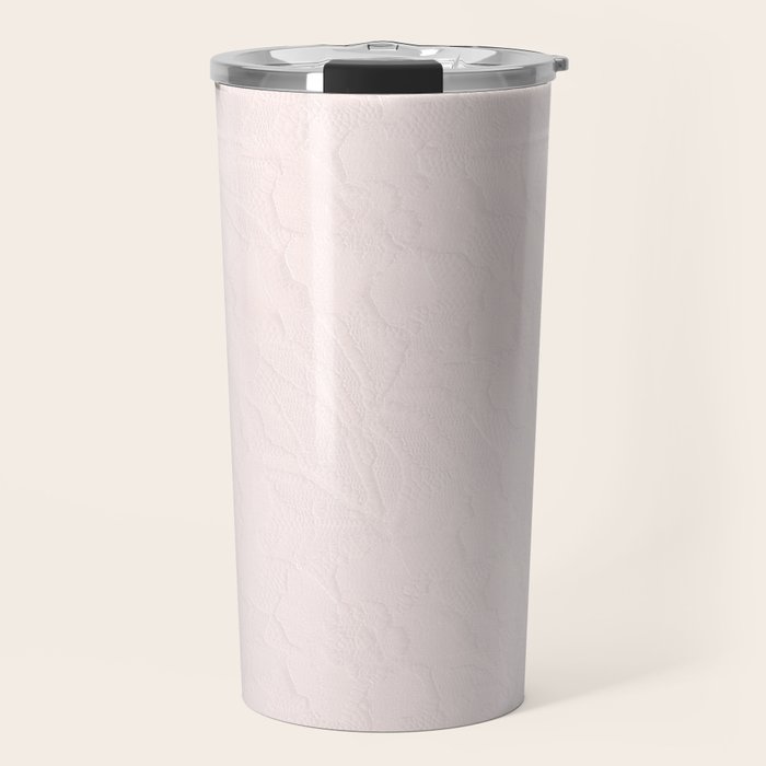 Elegant vintage blush pink french floral lace Travel Mug Gallery Image 1