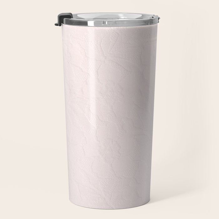 Elegant vintage blush pink french floral lace Travel Mug Gallery Image 3
