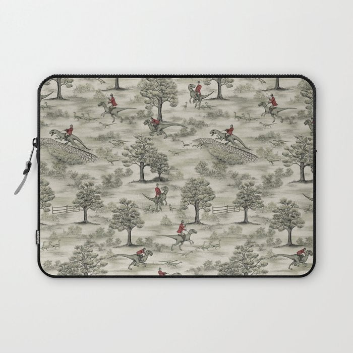 Not-So-Traditional English Fox Hunt with Dinosaurs Laptop Sleeve