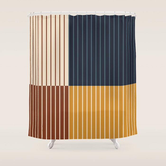 Color Block Line Abstract XIII Shower Curtain Gallery Image 1