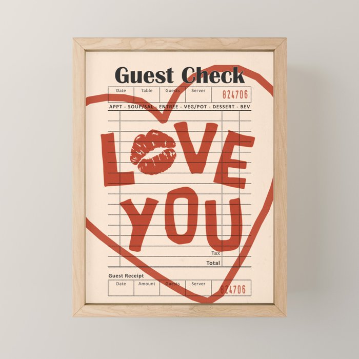 Guest Check Love You Mini Art Print Gallery Image 1