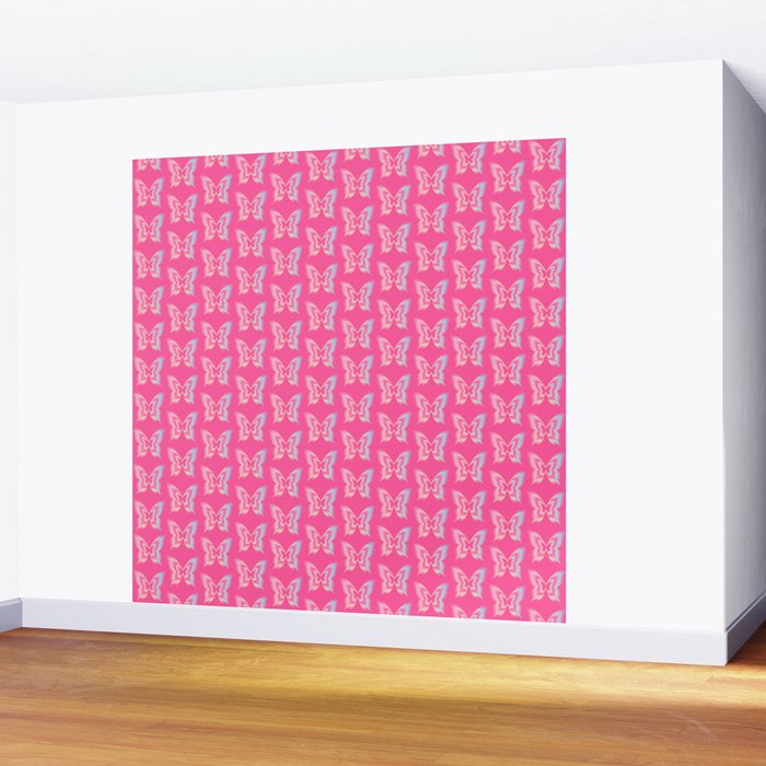 y2k pop super butterfly pink Wall Mural Gallery Image 2