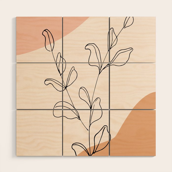 Eucalyptus Line Art Wood Wall Art Gallery Image 1