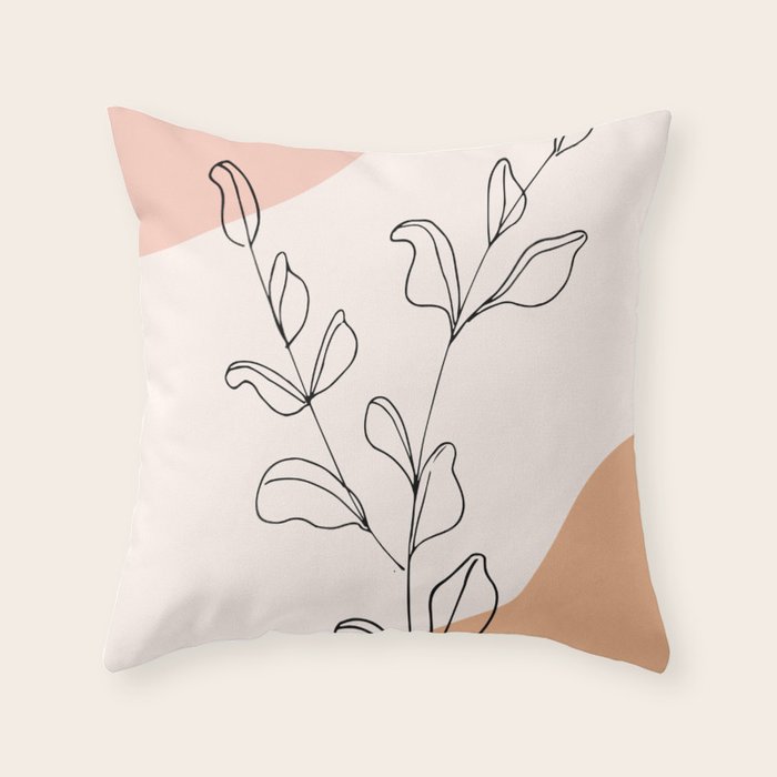 Eucalyptus Line Art Throw Pillow Gallery Image 6