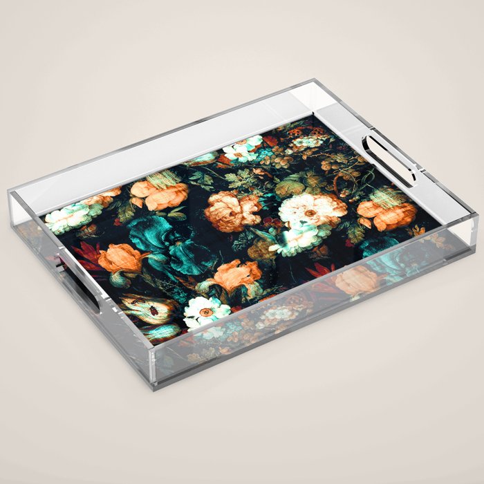 Vintage Floral Acrylic Tray Gallery Image 1