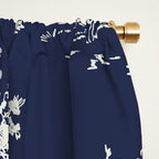 Toile de Jouy Vintage French Navy Blue & White Window Curtain Gallery Image 2