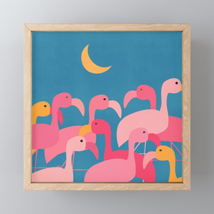 Midnight Flamingos Mini Art Print Gallery Image 1