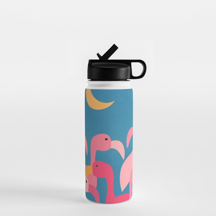 Midnight Flamingos Water Bottle Gallery Image 1