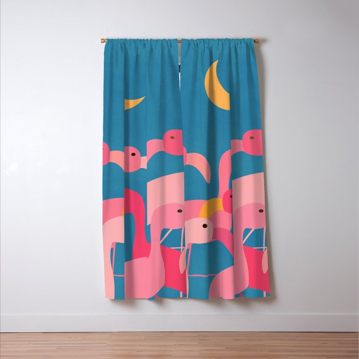 Midnight Flamingos Window Curtain Gallery Image 3