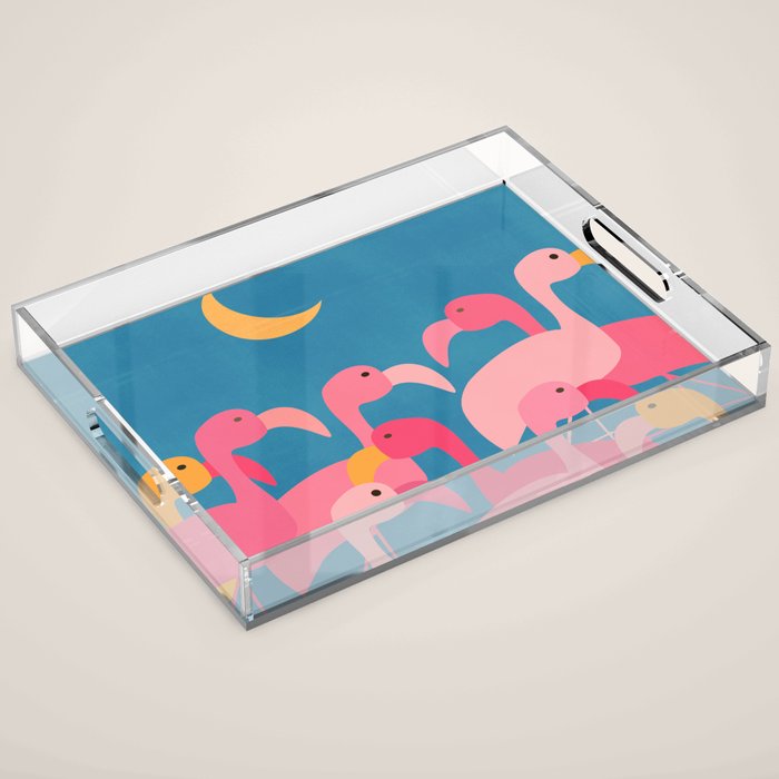 Midnight Flamingos Acrylic Tray Gallery Image 1