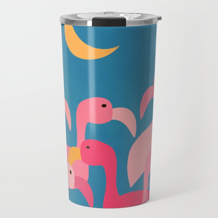 Midnight Flamingos Travel Mug