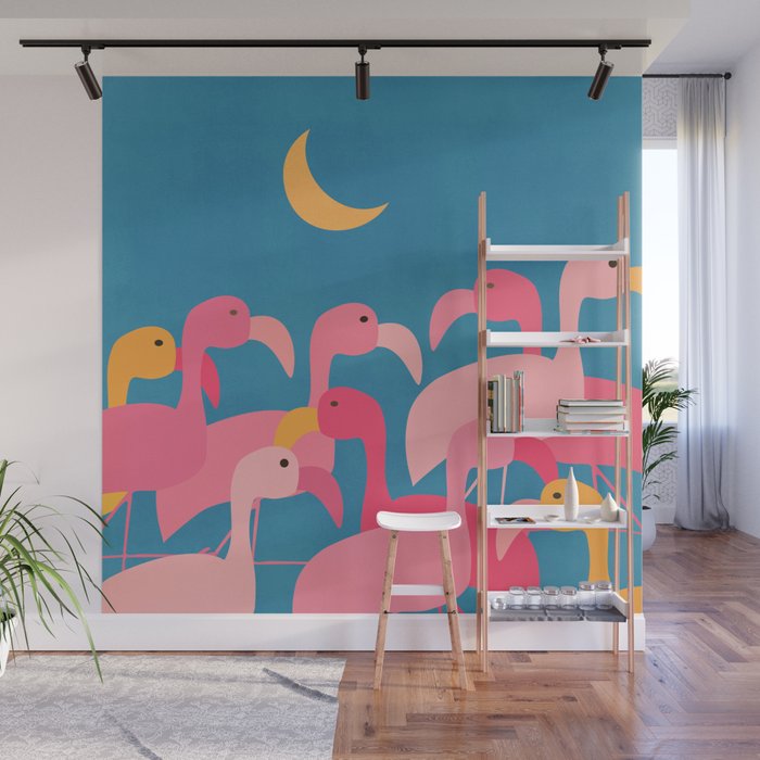 Midnight Flamingos Wall Mural Gallery Image 1