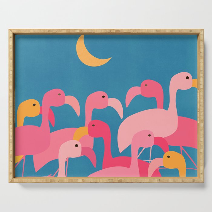 Midnight Flamingos Serving Tray Gallery Image 1