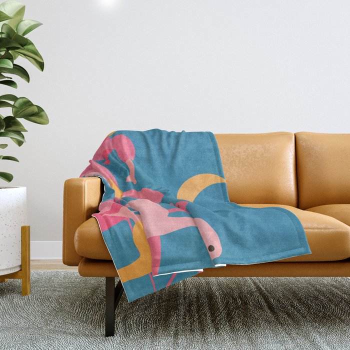 Midnight Flamingos Throw Blanket Gallery Image 1