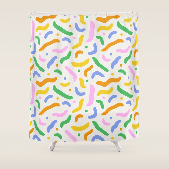 Fun colorful line doodle art pattern Shower Curtain Gallery Image 1