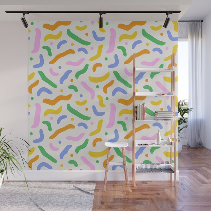 Fun colorful line doodle art pattern Wall Mural Gallery Image 1