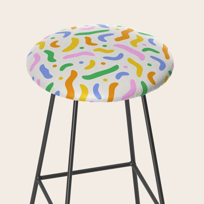 Fun colorful line doodle art pattern Stool Gallery Image 2