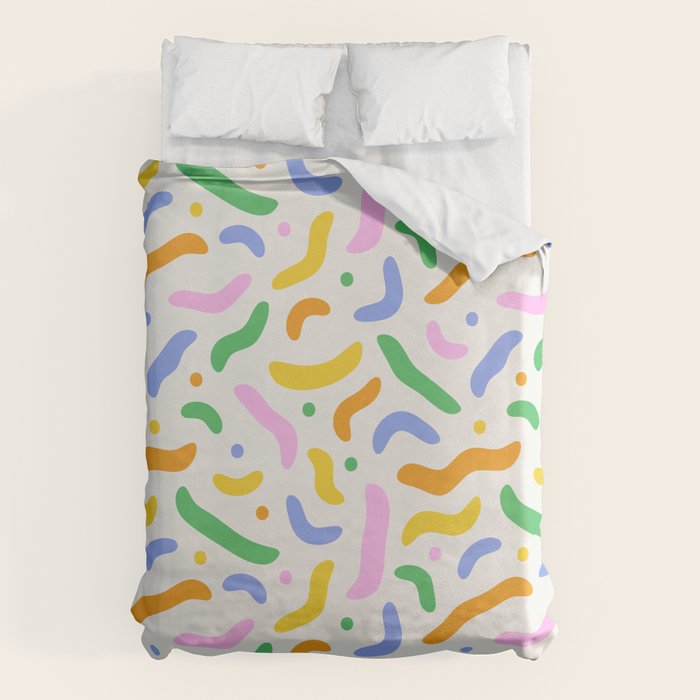 Fun colorful line doodle art pattern Duvet Cover Gallery Image 6