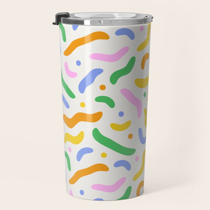 Fun colorful line doodle art pattern Travel Mug Gallery Image 3