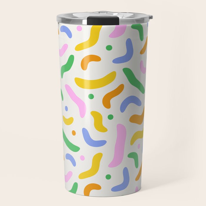 Fun colorful line doodle art pattern Travel Mug Gallery Image 1