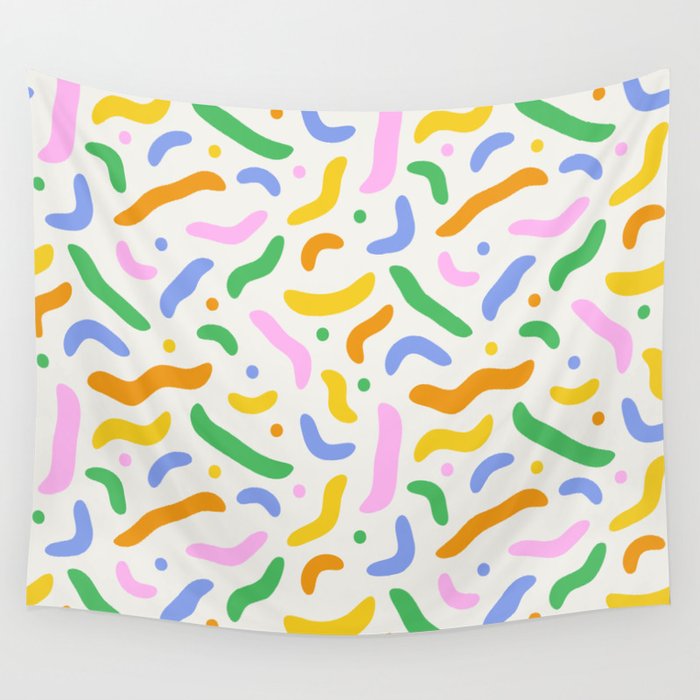 Fun colorful line doodle art pattern Wall Tapestry Gallery Image 4