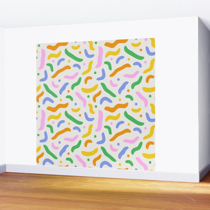 Fun colorful line doodle art pattern Wall Mural Gallery Image 2