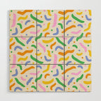 Fun colorful line doodle art pattern Wood Wall Art Gallery Image 1