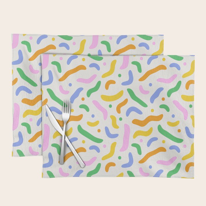 Fun colorful line doodle art pattern Placemat Gallery Image 1