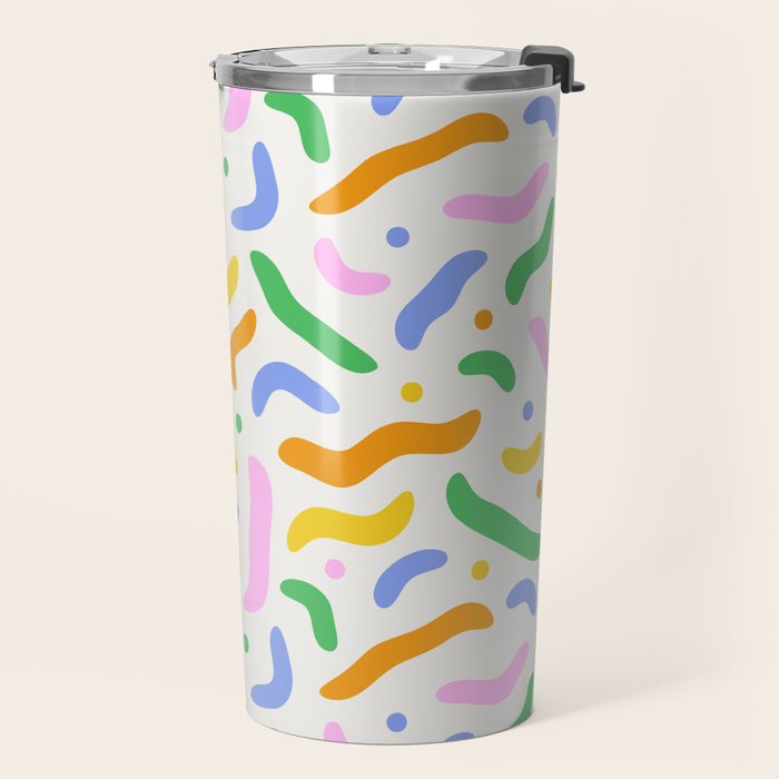 Fun colorful line doodle art pattern Travel Mug Gallery Image 2