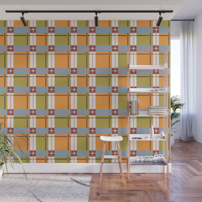 Autumn Breeze Checks Wall Mural Gallery Image 1
