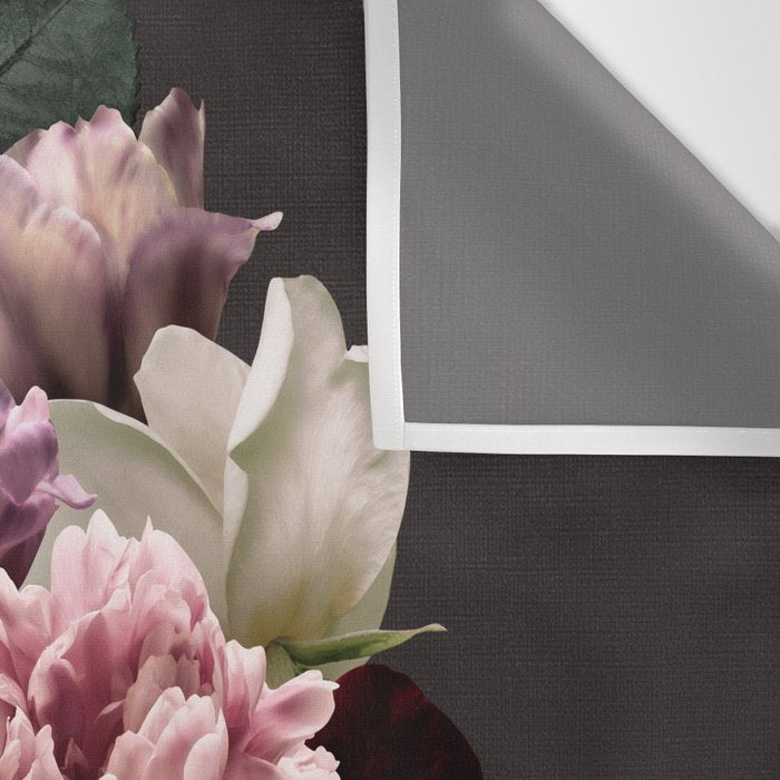Vintage flowers bouquet. Peony, roses, anemone on dark moody background. Wall Tapestry Gallery Image 3