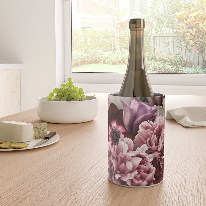Vintage flowers bouquet. Peony, roses, anemone on dark moody background. Wine Chiller Gallery Image 4