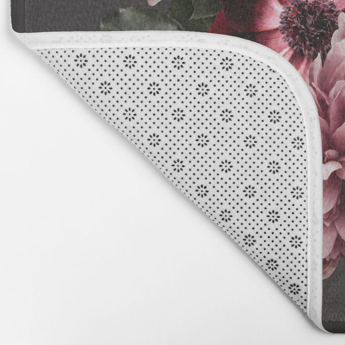 Vintage flowers bouquet. Peony, roses, anemone on dark moody background. Bath Mat Gallery Image 2