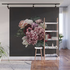 Vintage flowers bouquet. Peony, roses, anemone on dark moody background. Wall Mural Gallery Image 1