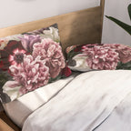Vintage flowers bouquet. Peony, roses, anemone on dark moody background. Pillow Sham Gallery Image 2