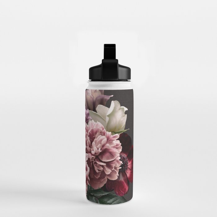 Vintage flowers bouquet. Peony, roses, anemone on dark moody background. Water Bottle Gallery Image 2