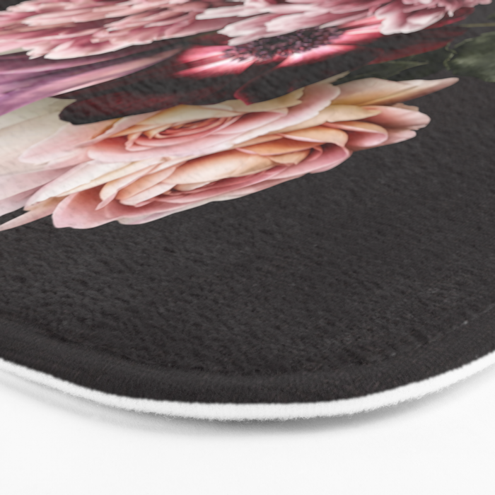 Vintage flowers bouquet. Peony, roses, anemone on dark moody background. Bath Mat Gallery Image 3