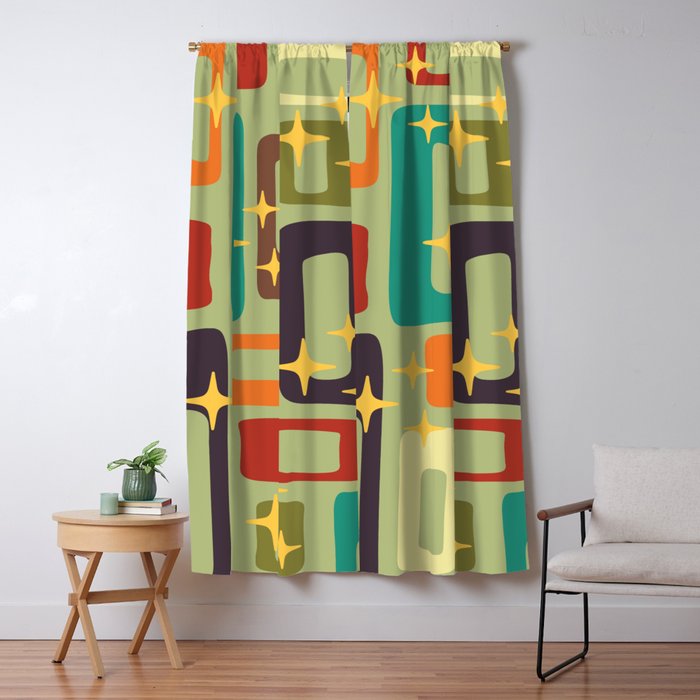 Retro Mid Century Modern Abstract Pattern 225 Window Curtain Gallery Image 5