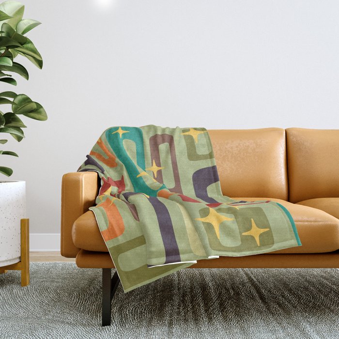 Retro Mid Century Modern Abstract Pattern 225 Throw Blanket Gallery Image 1