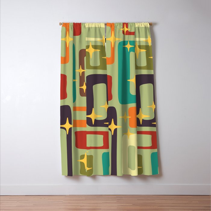 Retro Mid Century Modern Abstract Pattern 225 Window Curtain Gallery Image 3