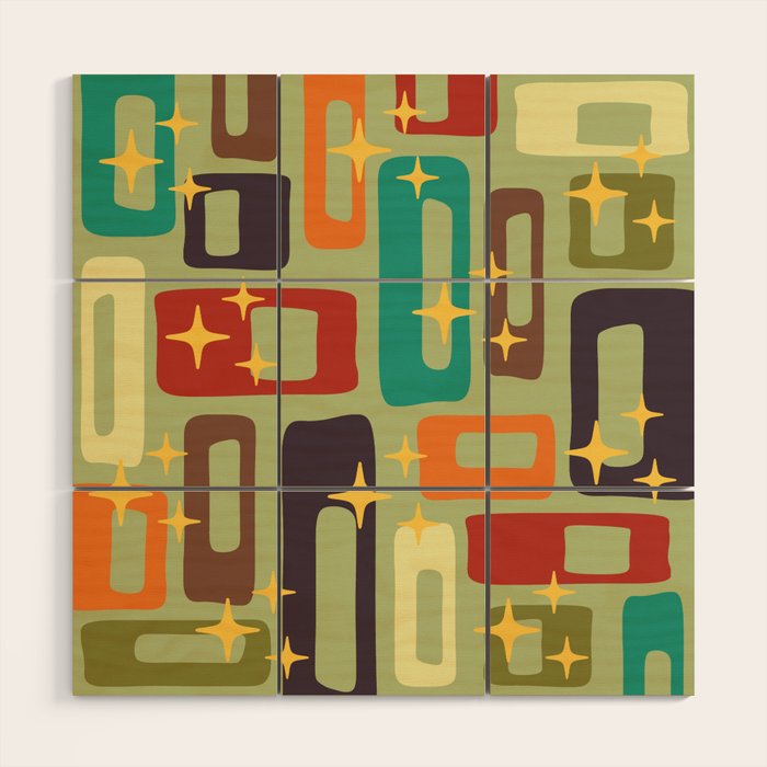 Retro Mid Century Modern Abstract Pattern 225 Wood Wall Art Gallery Image 1
