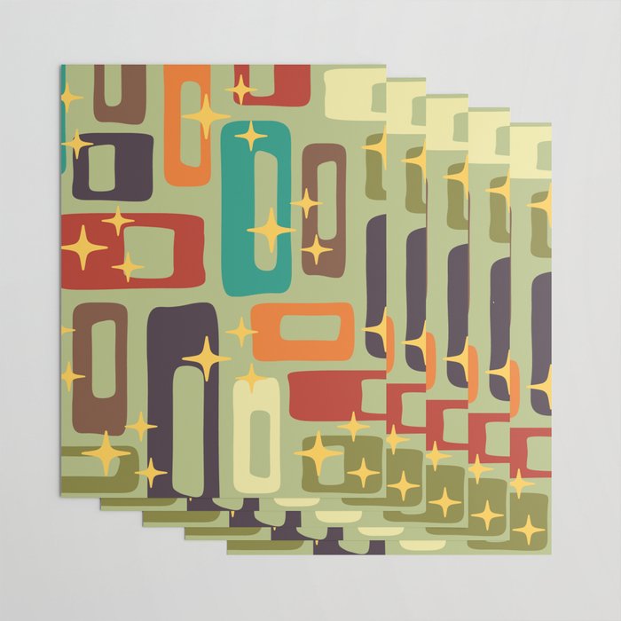 Retro Mid Century Modern Abstract Pattern 225 Wrapping Paper Gallery Image 3