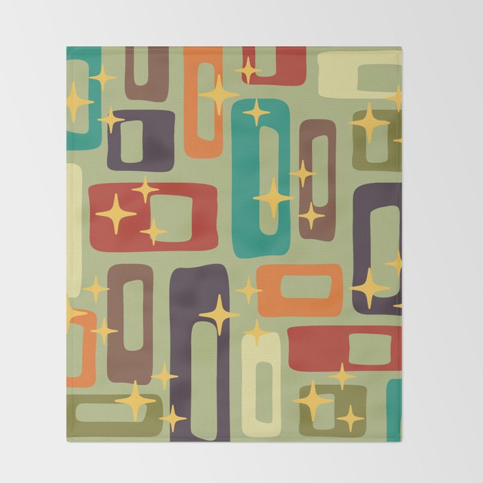 Retro Mid Century Modern Abstract Pattern 225 Throw Blanket Gallery Image 2
