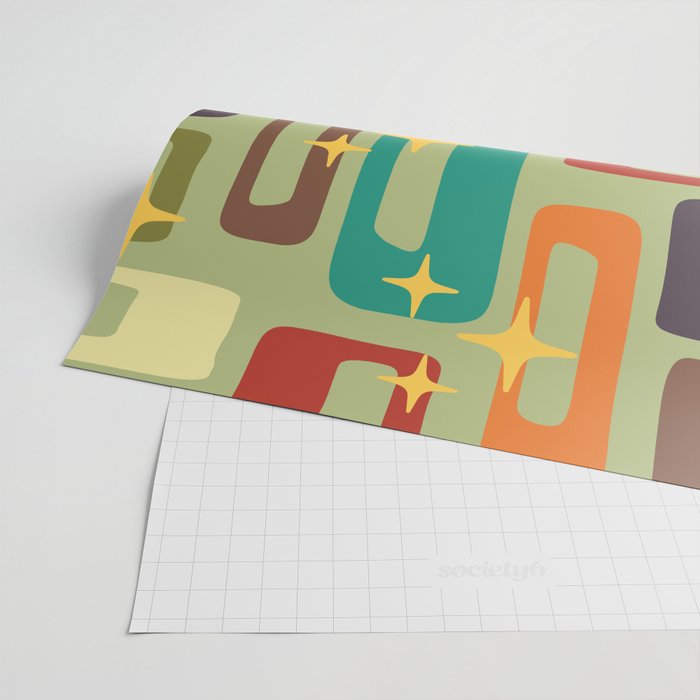 Retro Mid Century Modern Abstract Pattern 225 Wrapping Paper Gallery Image 2