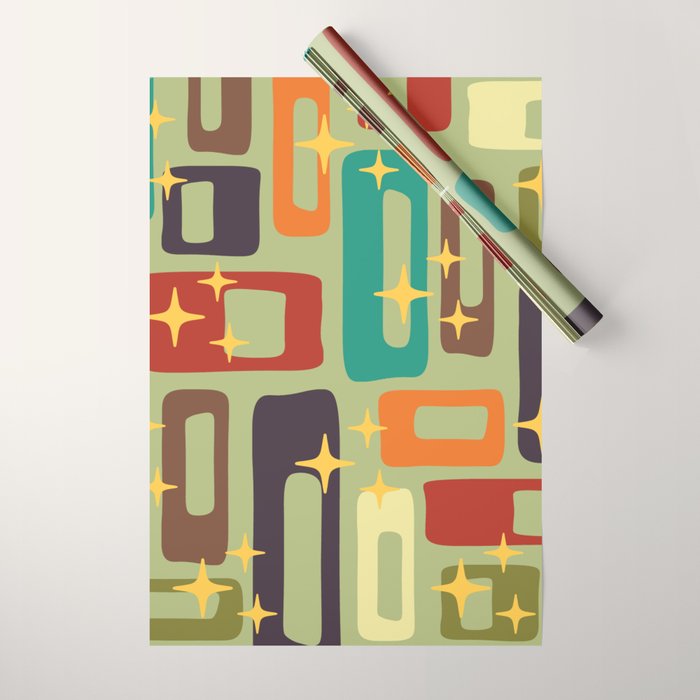 Retro Mid Century Modern Abstract Pattern 225 Wrapping Paper Gallery Image 1