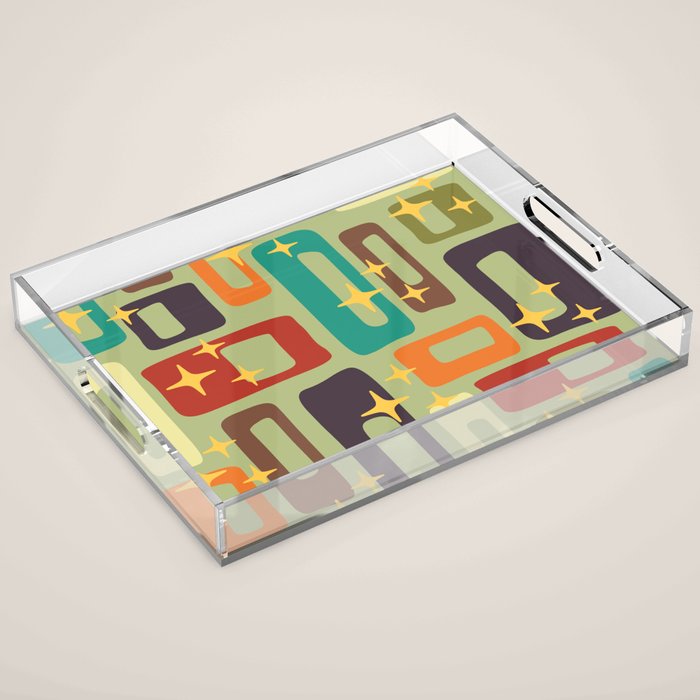 Retro Mid Century Modern Abstract Pattern 225 Acrylic Tray Gallery Image 1