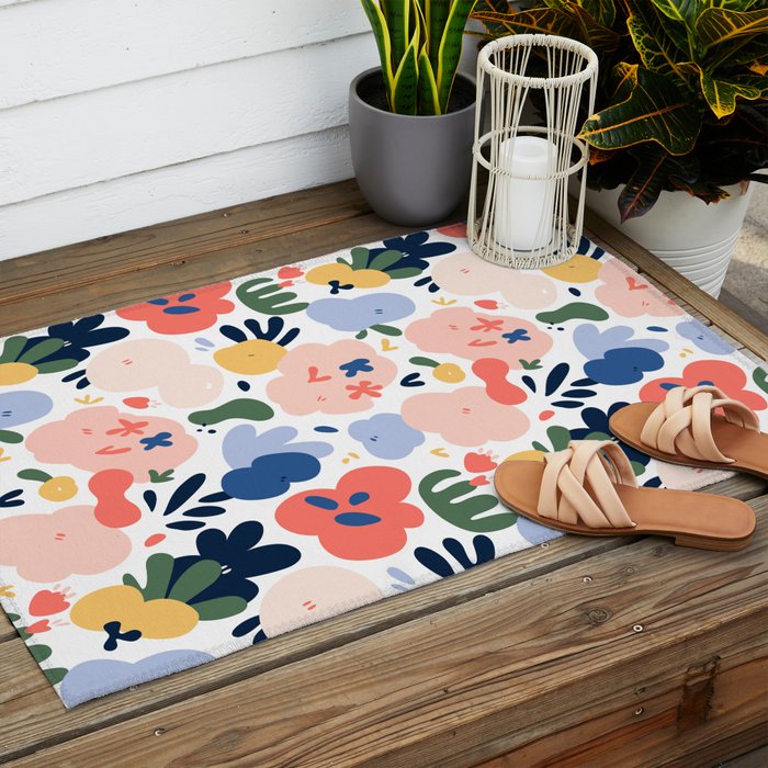 Abstract organic nature art pattern Outdoor Rug Gallery Image 2