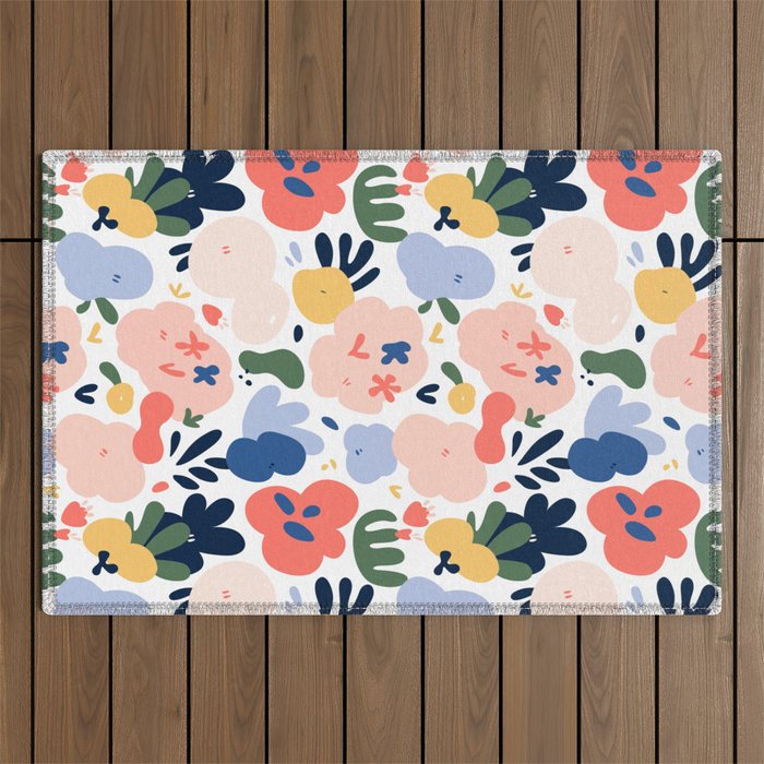 Abstract organic nature art pattern Outdoor Rug Gallery Image 1
